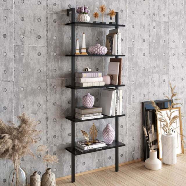 Decorotika Piante 5 Shelf Black Marble Bookshelf - Size: 174 x 60 x 22cm - Wilko - image 1