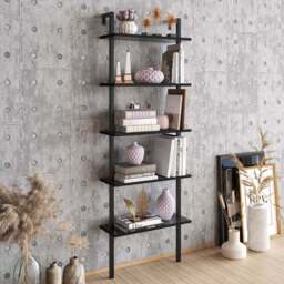 Decorotika Piante 5 Shelf Black Marble Bookshelf - Size: 174 x 60 x 22cm - Wilko