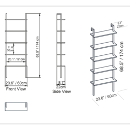 Decorotika Piante 5 Shelf Black Marble Bookshelf - Size: 174 x 60 x 22cm - Wilko - thumbnail 7