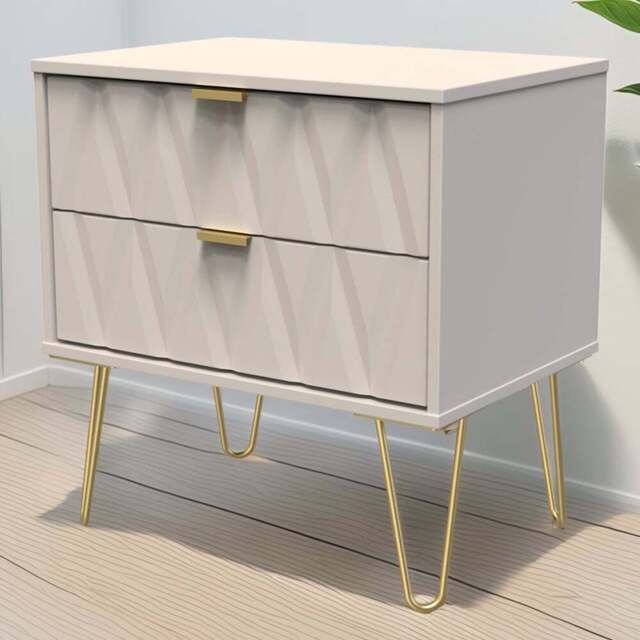 Crowndale Diamond 2 Drawer Kashmir Matt Side Table Ready Assembled - Size: 60 x 58 x 40cm - Wilko - image 1