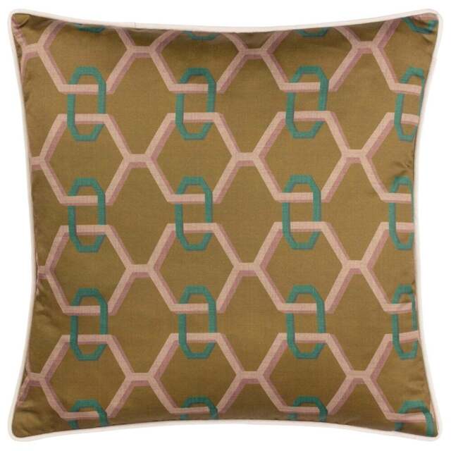 Paoletti Carnaby Bronze Geometric Chain Satin Cushion - Size: 45 x 45cm - Multi - Wilko - image 1