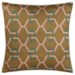 Paoletti Carnaby Bronze Geometric Chain Satin Cushion - Size: 45 x 45cm - Multi - Wilko - thumbnail 1