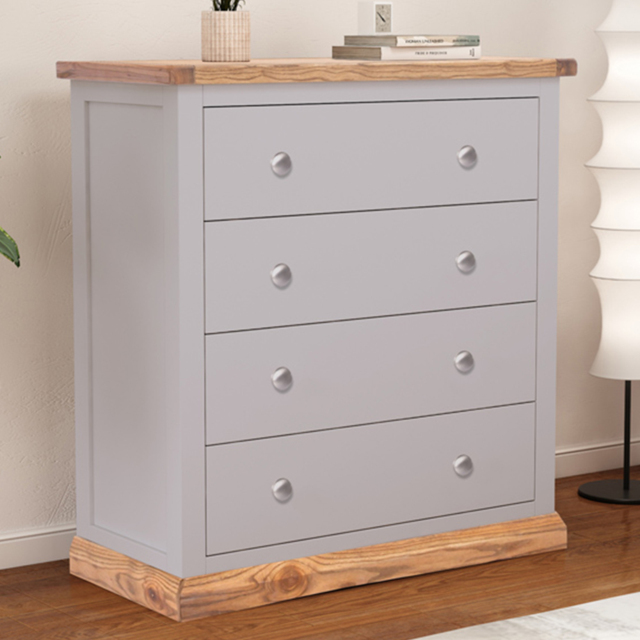 Bicarri 4 Drawer Dark Grey Chest of Drawers with Chrome Knobs - Wilko - image 1
