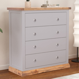 Bicarri 4 Drawer Dark Grey Chest of Drawers with Chrome Knobs - Wilko - thumbnail 1