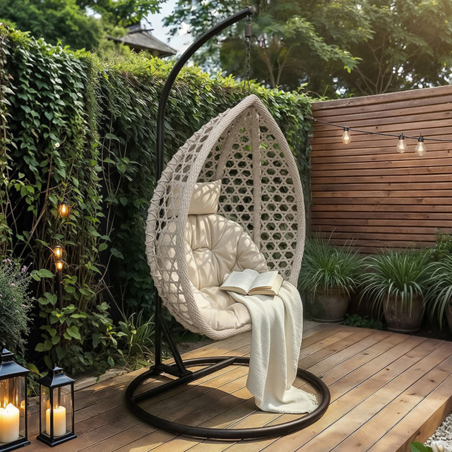 SOLACE+CO Lola Grey Garden Swing Chair - Size: 1 Seater - Wilko - image 1