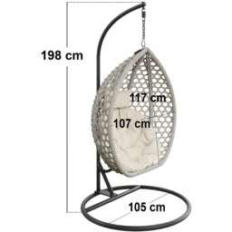 SOLACE+CO Lola Grey Garden Swing Chair - Size: 1 Seater - Wilko - thumbnail 5