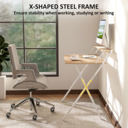 HOMCOM 2 Shelf Foldable Computer Desk Natural - Size: 86.5 cm x 62 x 81.5 cm - Brown - Wilko - thumbnail 7