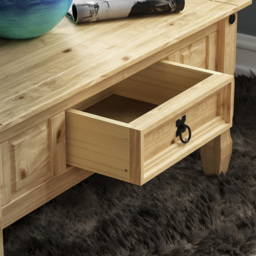 Vida Designs Corona Single Drawer Pine Coffee Table - Size: 56 x 94 x 44cm - Brown - Wilko - thumbnail 5