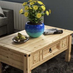 Vida Designs Corona Single Drawer Pine Coffee Table - Size: 56 x 94 x 44cm - Brown - Wilko - thumbnail 6