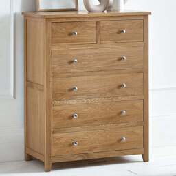 Julian Bowen Mallory 6 Drawer Oak Chest of Drawers - Brown - Wilko - thumbnail 1
