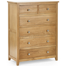 Julian Bowen Mallory 6 Drawer Oak Chest of Drawers - Brown - Wilko - thumbnail 3