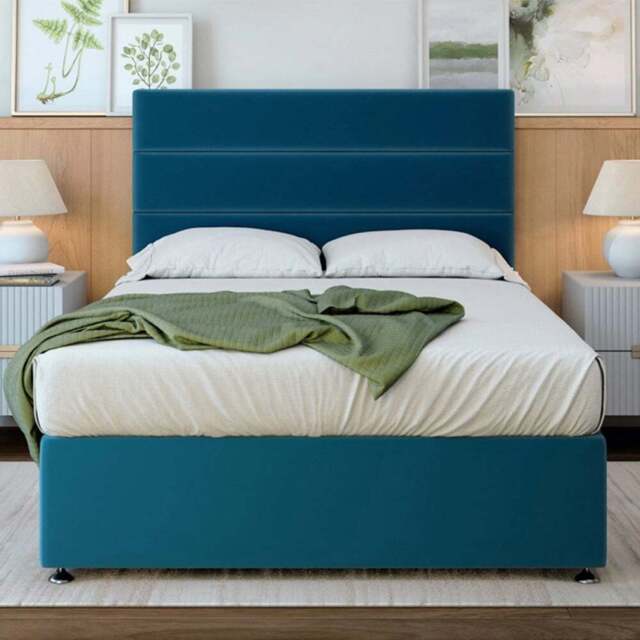 Bedmaster Single Marine Blue Plush Velvet 2 Drawer Divan Base - Wilko - image 1