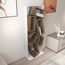 Decorotika Carmen 6 Shelf White and Walnut Bookcase - Size: 153.6 x 60 x 24cm - Multi - Wilko - thumbnail 4