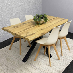Portland Kosy Koala 4 Seater Modern Dining Set Wood Effect and Cream - Brown - Wilko - thumbnail 5