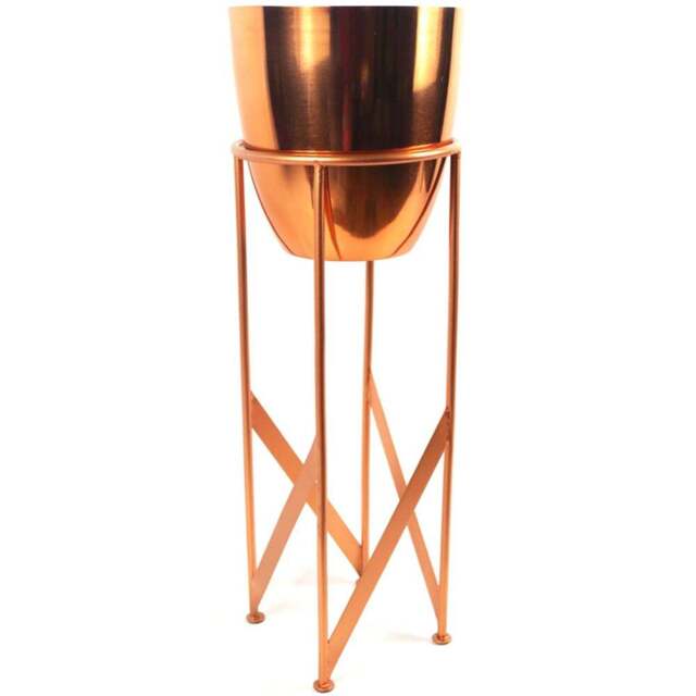 Botanik Copper Metal Plant Stand Planter with Stand 55 x 19cm - Size: 55 x 19 x 19cm - Wilko - image 1
