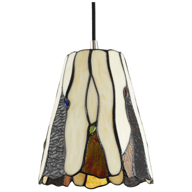 Happy Homewares Amber Stained Glass Tiffany Pendant Light Shade with Coloured Gems - Size: 20 x 17 x 17cm - Yellow - Wilko - image 1