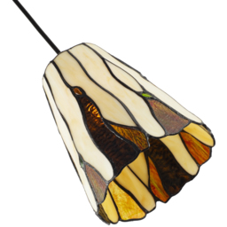 Happy Homewares Amber Stained Glass Tiffany Pendant Light Shade with Coloured Gems - Size: 20 x 17 x 17cm - Yellow - Wilko - thumbnail 7