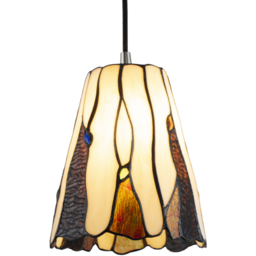 Happy Homewares Amber Stained Glass Tiffany Pendant Light Shade with Coloured Gems - Size: 20 x 17 x 17cm - Yellow - Wilko - thumbnail 4