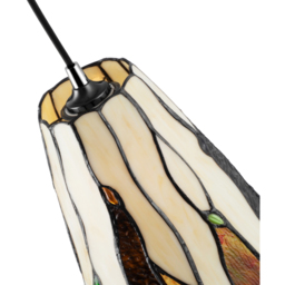 Happy Homewares Amber Stained Glass Tiffany Pendant Light Shade with Coloured Gems - Size: 20 x 17 x 17cm - Yellow - Wilko - thumbnail 5