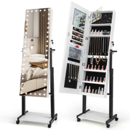 Costway White Mirror with Lockable Jewellery Cabinet 37 x 120cm - Size: 135 x 46cm - Wilko - thumbnail 4