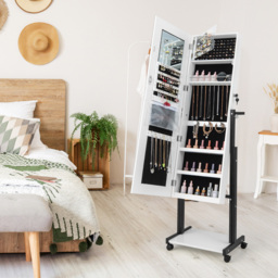 Costway White Mirror with Lockable Jewellery Cabinet 37 x 120cm - Size: 135 x 46cm - Wilko - thumbnail 3