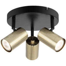 Cosylyte Grafton 3 Light Brushed Brass Spotlight - Size: 23 x 23 x 16cm - Black - Wilko - thumbnail 4