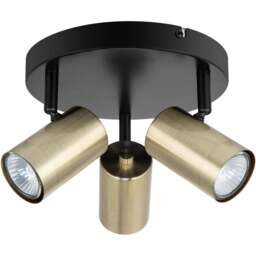 Cosylyte Grafton 3 Light Brushed Brass Spotlight - Size: 23 x 23 x 16cm - Black - Wilko
