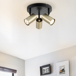 Cosylyte Grafton 3 Light Brushed Brass Spotlight - Size: 23 x 23 x 16cm - Black - Wilko - thumbnail 3