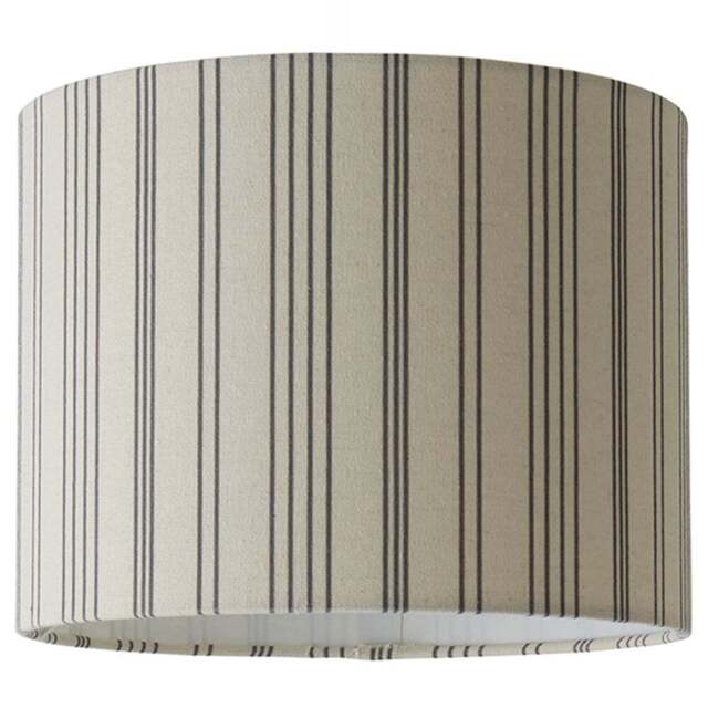 ValueLights Hallie Natural Linen Stripe Small Drum Ceiling Lamp Shade - Size: 20 x 26 x 26cm - White - Wilko - image 1