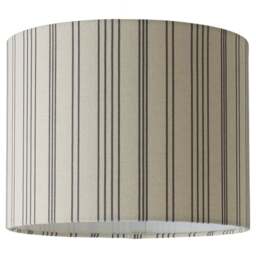 ValueLights Hallie Natural Linen Stripe Small Drum Ceiling Lamp Shade - Size: 20 x 26 x 26cm - White - Wilko