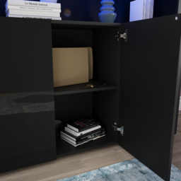 Vida Designs Nova 3 Door Black LED Sideboard - Size: 35 x 130 x 97cm - Wilko - thumbnail 4