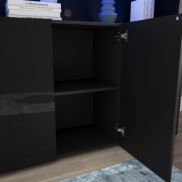 Vida Designs Nova 3 Door Black LED Sideboard - Size: 35 x 130 x 97cm - Wilko - thumbnail 5