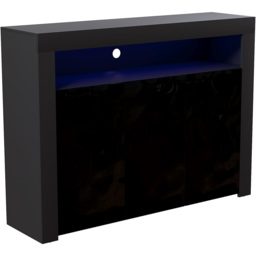 Vida Designs Nova 3 Door Black LED Sideboard - Size: 35 x 130 x 97cm - Wilko - thumbnail 3