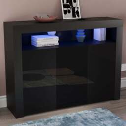 Vida Designs Nova 3 Door Black LED Sideboard - Size: 35 x 130 x 97cm - Wilko