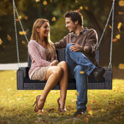 Costway 2 Seater Patio Rattan Porch Swing with 2 Solid Steel Chains - Size: 111.8 x 55.9 x 20.32cm - Black - Wilko - thumbnail 7