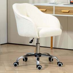 Portland Cream Fluffy Vanity Chair with Adjustable Height - Size: Single - Wilko - thumbnail 1