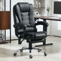 Portland Black PU Leather Ergonomic Vibration Massage and Heat Executive Office Chair - Size: 119 x 70 x 65cm - Wilko - thumbnail 1
