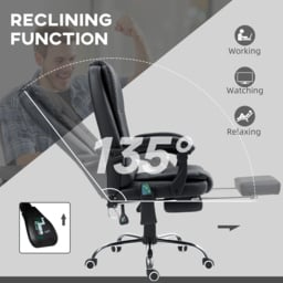 Portland Black PU Leather Ergonomic Vibration Massage and Heat Executive Office Chair - Size: 119 x 70 x 65cm - Wilko - thumbnail 6