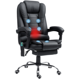 Portland Black PU Leather Ergonomic Vibration Massage and Heat Executive Office Chair - Size: 119 x 70 x 65cm - Wilko - thumbnail 3