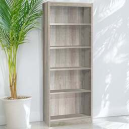 R White Cabinets 5 Shelf Grey Wide Tall Bookcase - Size: 182.8 x 60 x 36.6cm - Wilko - thumbnail 1