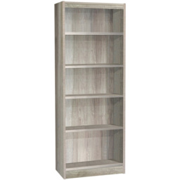 R White Cabinets 5 Shelf Grey Wide Tall Bookcase - Size: 182.8 x 60 x 36.6cm - Wilko - thumbnail 3