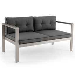 Costway 2 Seater Grey Aluminium Loveseat Sofa with Cushions - Wilko - thumbnail 4
