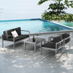 Costway 2 Seater Grey Aluminium Loveseat Sofa with Cushions - Wilko - thumbnail 6