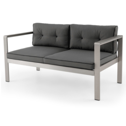 Costway 2 Seater Grey Aluminium Loveseat Sofa with Cushions - Wilko - thumbnail 3