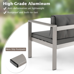 Costway 2 Seater Grey Aluminium Loveseat Sofa with Cushions - Wilko - thumbnail 7