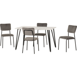 Seconique Marlow and Sheldon 4 Seater Dining Set White Marble and Grey Velvet - White Marble/Grey Velvet Fabric - Wilko - thumbnail 4