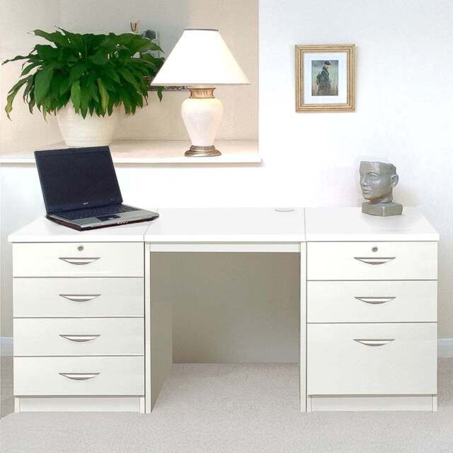 R White Cabinets 7 Drawer White Set-09 Desk - Size: 72.8 x 155.8 x 54cm - Wilko - image 1
