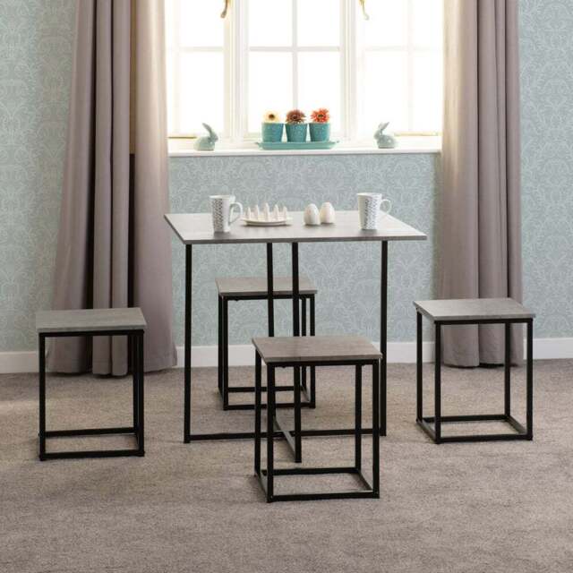 Seconique Kent Stowaway 4 Seater Dining Set Stone and Black - Wilko - image 1