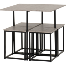 Seconique Kent Stowaway 4 Seater Dining Set Stone and Black - Wilko - thumbnail 4