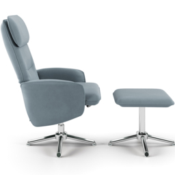 Dorel Belding Grey Faux Leather Recliner Chair with Footstool - Size: 102 x 70 x 104cm - light grey - Wilko - thumbnail 5